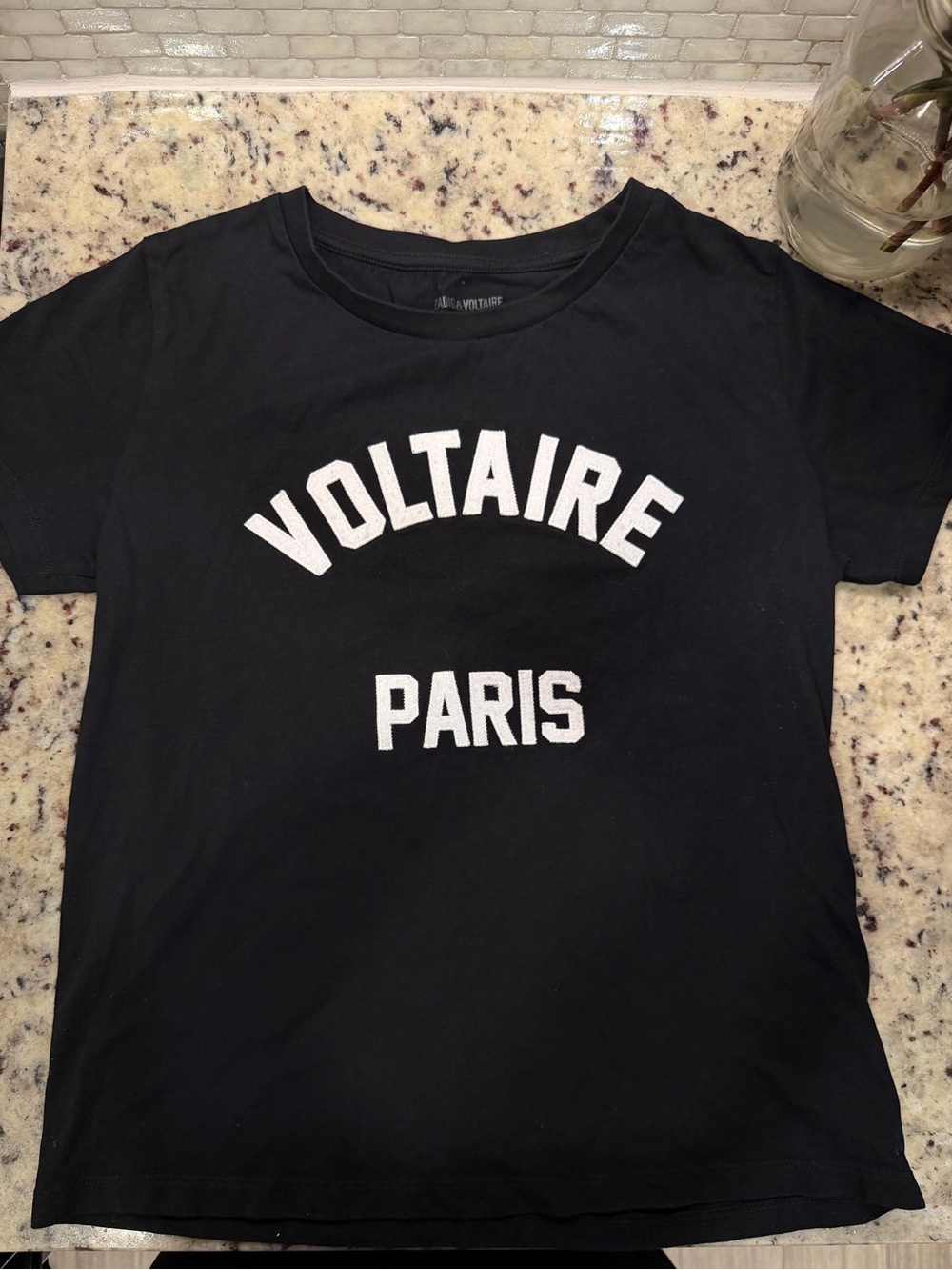 Zadig & Voltaire Black Tee with White Voltaire Paris Logo